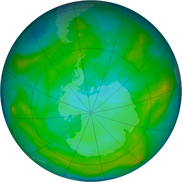 Antarctic ozone map for 21 January 1982